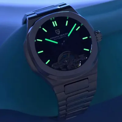 PAGANI DESIGN Automatic Men's Watch With Rose Golden Curry Dial